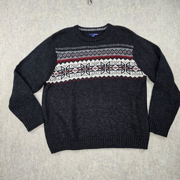 Basic Editions XL Nordic Pattern Charcoal Sweater - Picture 1 of 7